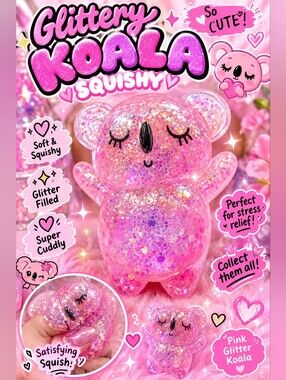 Koala Bear Glitter Squishy (Pink)